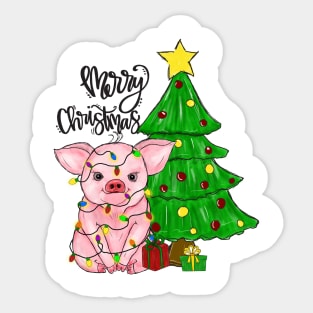 Merry Christmas Pig funny Sticker